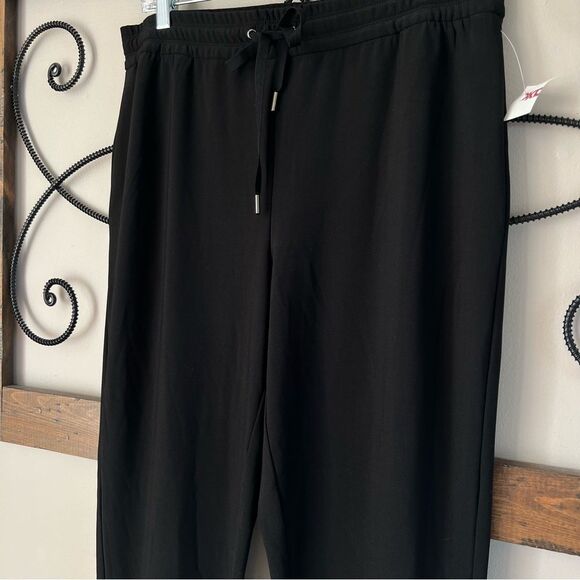 Joie Black Pull On Elastic Drawstring Waist Straight Leg Relaxed Fit Pants SZ L - Picture 4 of 13